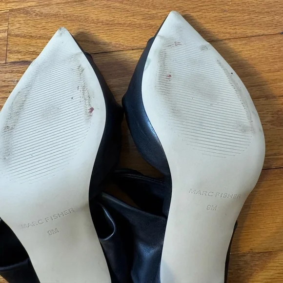 Marc Fisher Heaton Black Pointed-Toe Mule Heels 9M - Picture 6 of 7